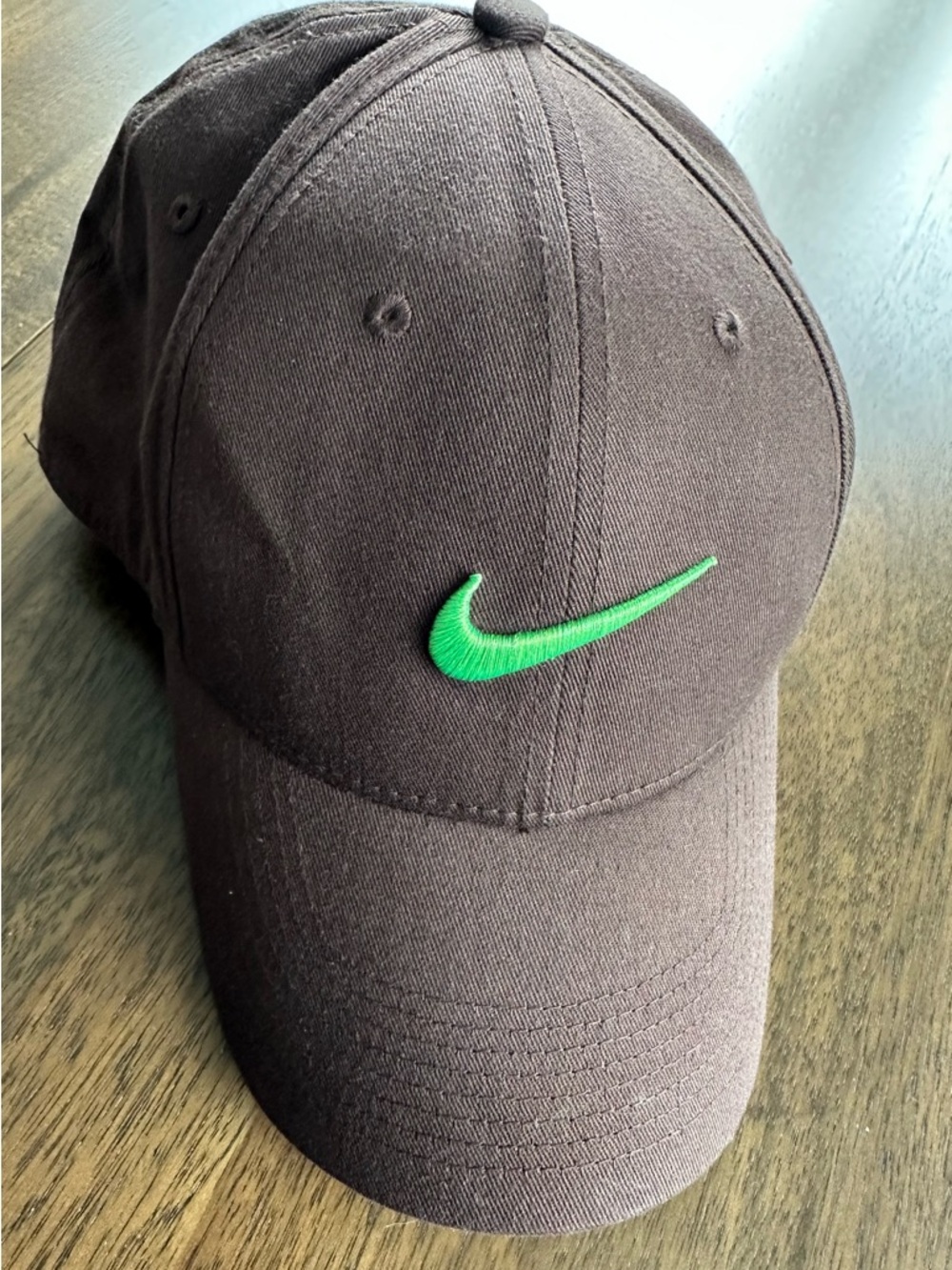 Nike Brown Baseball Cap with Green Swoosh